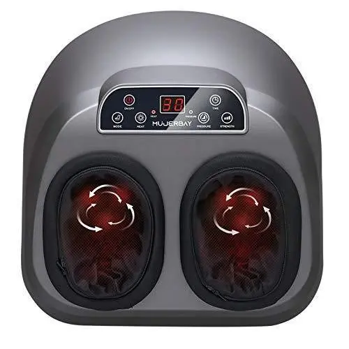 MUJERBAY Shiatsu Foot Massager – Heated Air Compression & Deep Kneading Therapy, Remote Control, Ergonomic Design for Plantar Fasciitis Relief