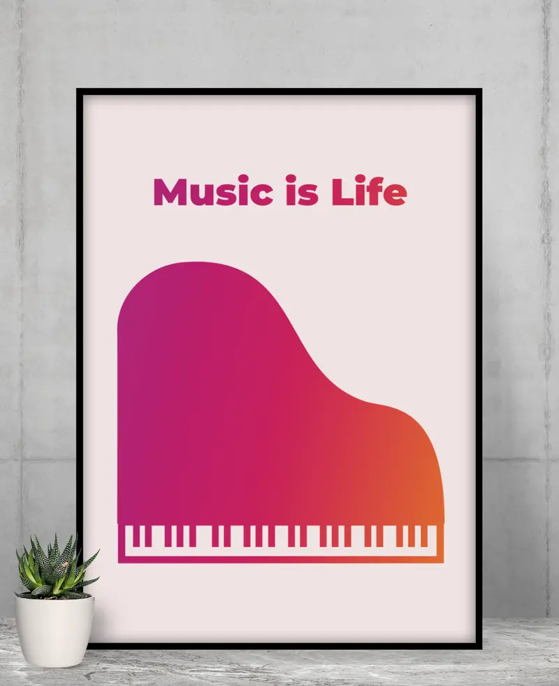 Music Is Life Wall Art – Minimalist Room Decor Poster