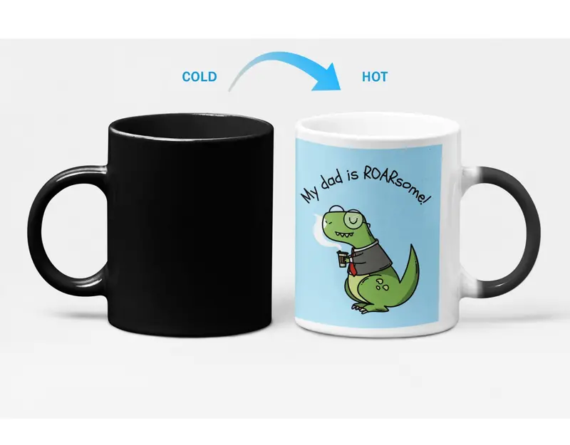 ‘My Dad Is Roarsome’ Gift Mug – Heat-Responsive Ceramic Design