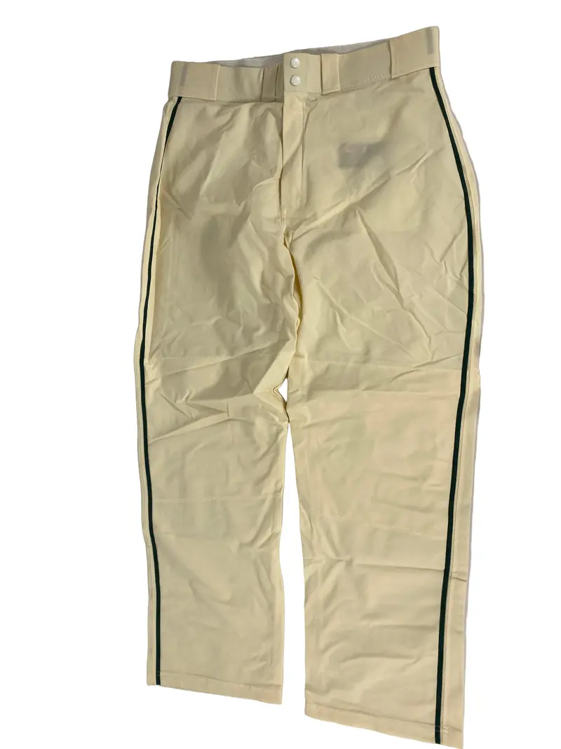 Nike Beige Baseball Pant with Green Stripe – Men’s Size X-Small (Inseam 34″)