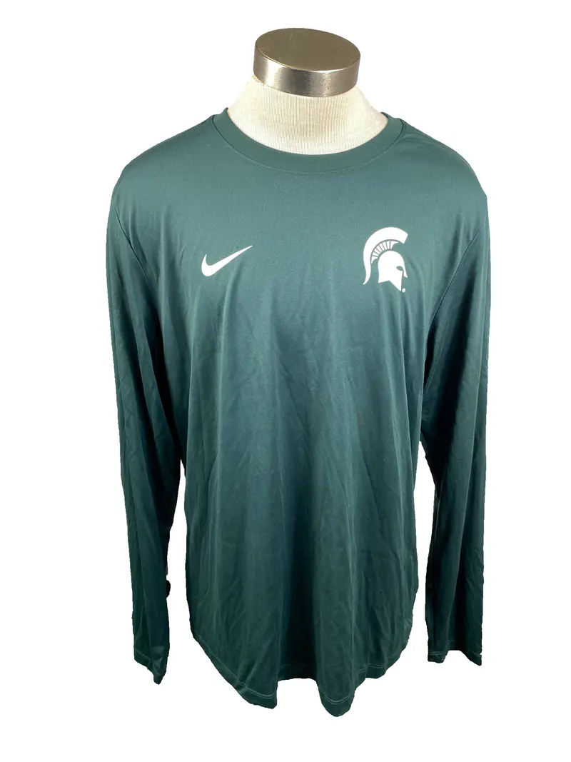Nike Dri-Fit Green Long-Sleeve Athletic Shirt — ‘Serve Grow Honor’ — Men’s Size S