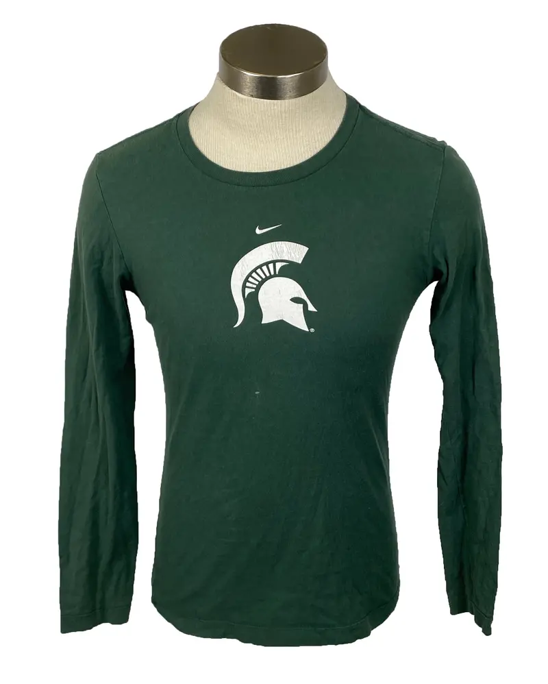 Nike Michigan State Spartans Green Long-Sleeve Slim-Fit T-Shirt – Unisex Medium