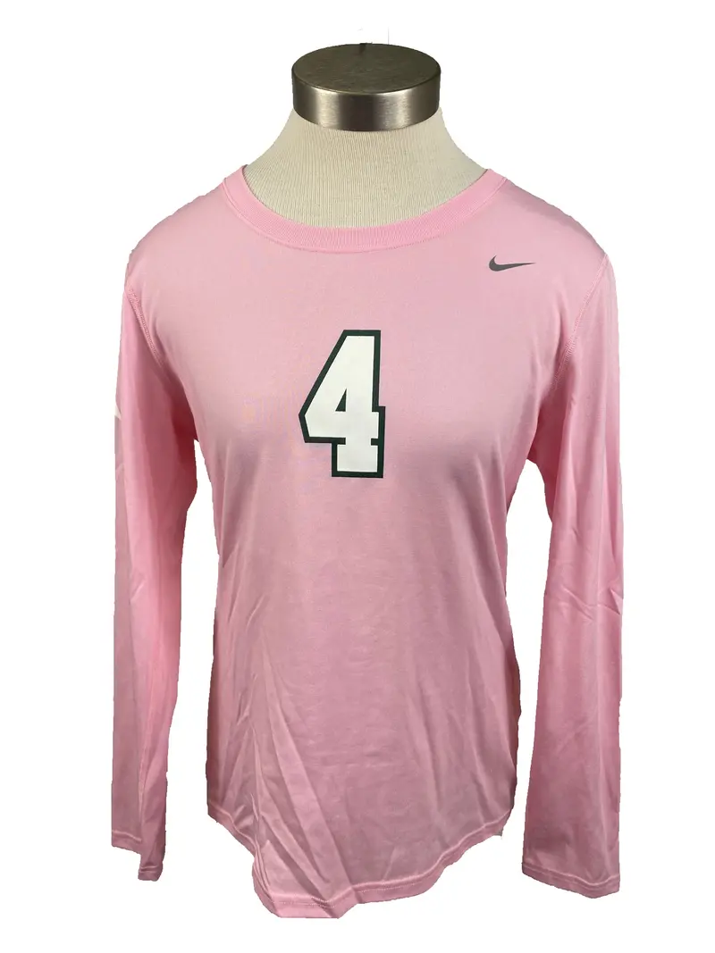 Nike Women’s Pink Spartan Breast Cancer Awareness Volleyball Jersey – Long Sleeve, Size M, #4