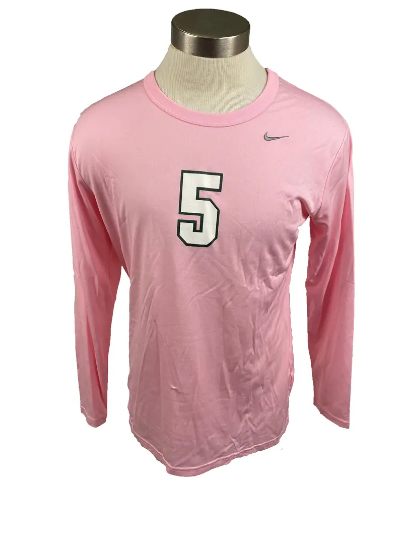 Nike Women’s Pink Spartan Breast Cancer Awareness Volleyball Jersey – Long Sleeve, Size XL, #5