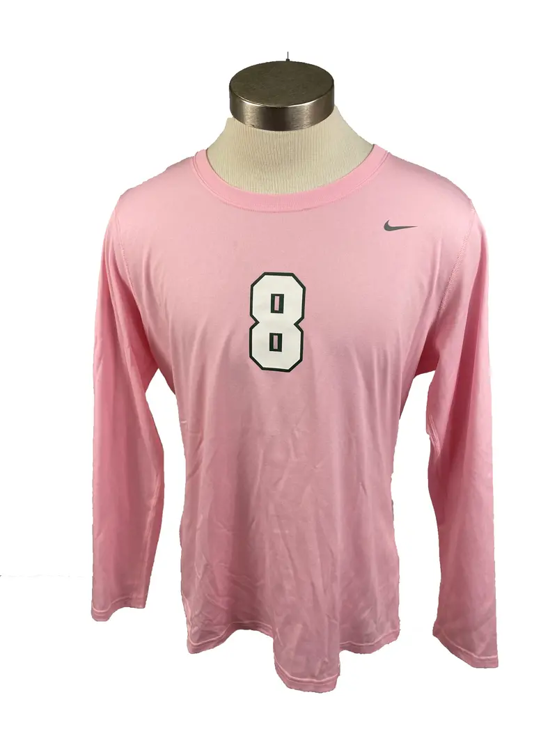 Nike Women’s Pink Spartan Breast Cancer Awareness Volleyball Jersey – Long Sleeve, Size XL, #8