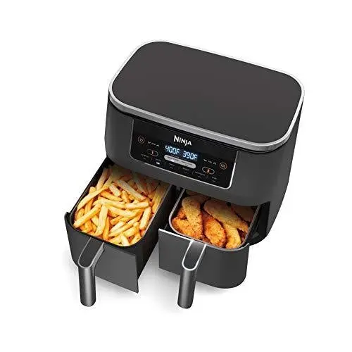 Ninja DZ201 Foodi DualZone 6-in-1 Air Fryer – 8-Quart, Dark Grey Stainless Finish