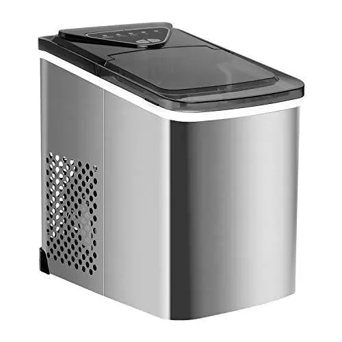 Northair Stainless Steel Countertop Ice Maker – 26 lb/Day Capacity, Includes Scoop & Basket, Silver Finish