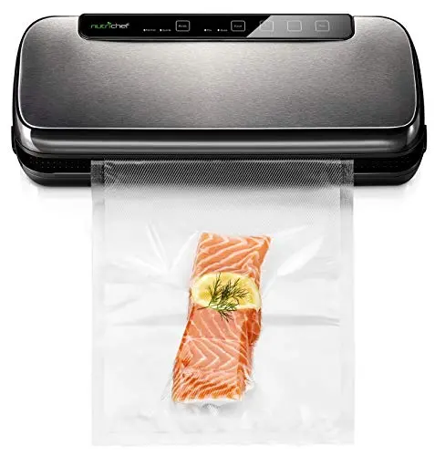 NutriChef PKVS Automatic Vacuum Sealer – Compact Stainless Steel Unit with Dry/Moist Modes & LED Indicators