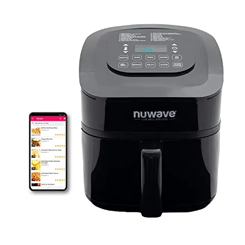 NUWAVE Brio 7-in-1 Air Fryer Oven – 7.25-Quart Digital Smart Cooker with Reversible Rack and Nonstick Riser