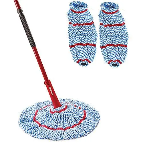 O-Cedar MicroTwist Microfiber Twist Mop – Ergonomic Lever-Activated Wringer System with Two Bonus Refills