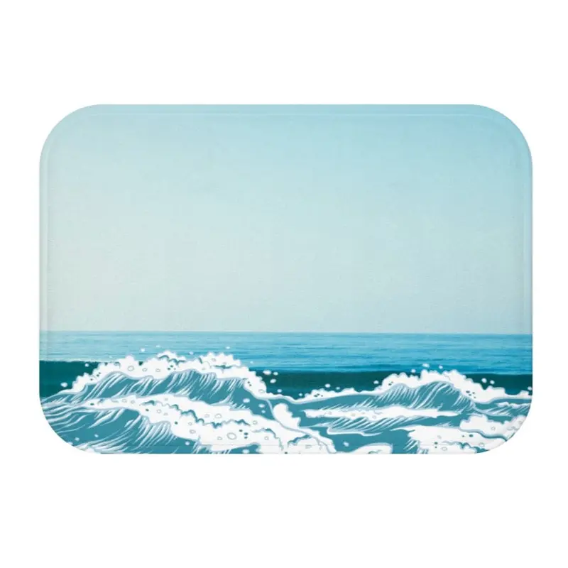 Ocean-Inspired Non-Slip Bath Mat with Wave Design