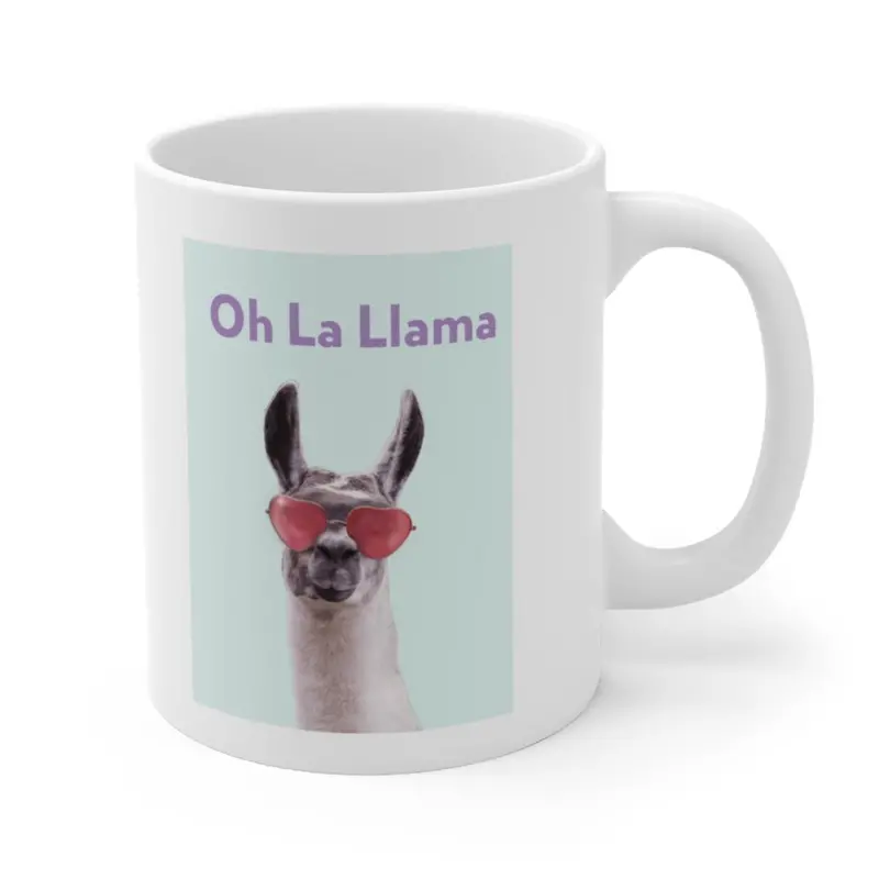 ‘Oh La Llama’ Whimsical Ceramic Coffee Mug