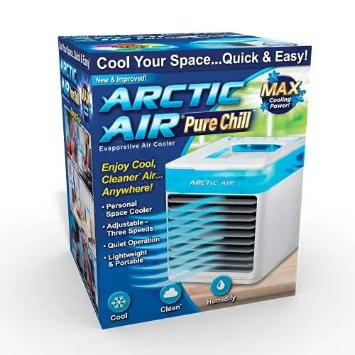 Ontel Arctic Air Pure Chill – Ultra-Portable Evaporative Personal Cooler with 4 Fan Speeds and Adjustable Vent