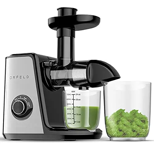 ORFELD Silver Masticating Juicer – Low-Speed Cold Press Extractor with Reverse Mode, Whisper-Quiet Operation & Effortless Cleaning