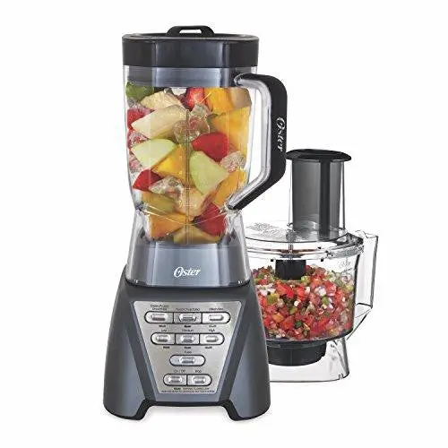 Oster Pro 1200 Blender with Tritan Jar and Food Processor Attachment – Metallic Grey