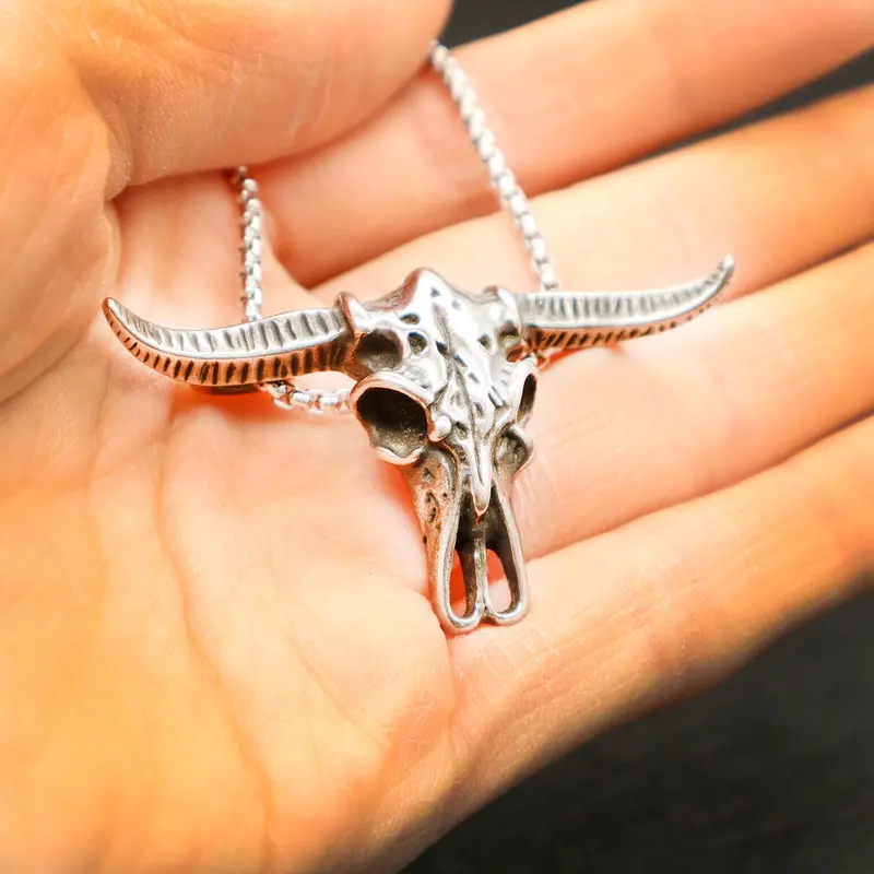 Ox Head Totem Pendant Necklace with Cultural Flair