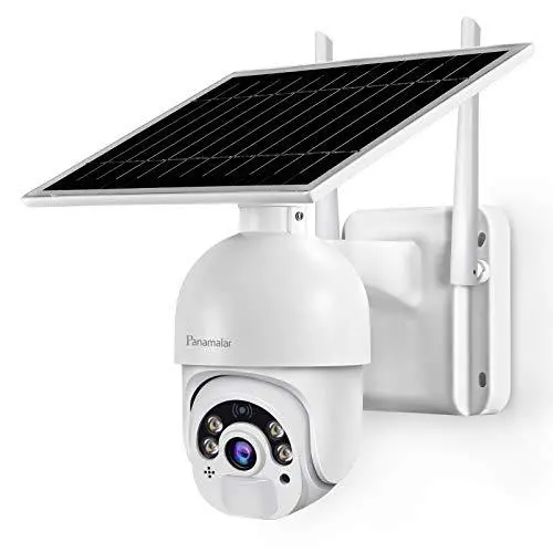 Panamalar Solar-Powered Outdoor Security Camera – 1080P WiFi PTZ Camera with 360° View, Color Night Vision & 2-Way Audio