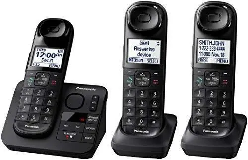Panasonic KX-TG3683B Cordless Phone System – 3-Handset Digital DECT Telephone with Integrated Answering Machine