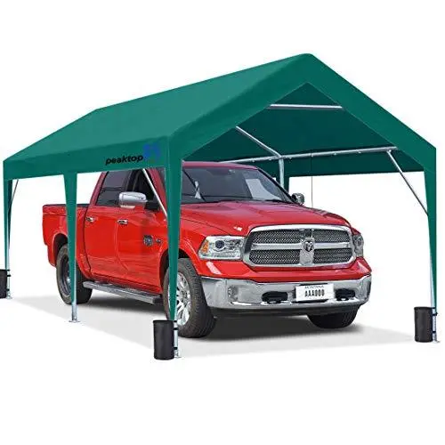 Peaktop 10′ x 20′ Heavy-Duty Carport Tent: Reinforced Canopy with Weight Bags for Vehicles or Boats