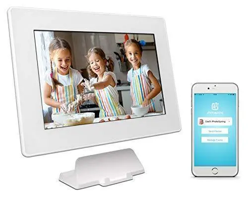 PhotoSpring 10-Inch WiFi Digital Photo Frame – Touchscreen Cloud Frame with HD IPS Display, Video Playback & Mobile App Support