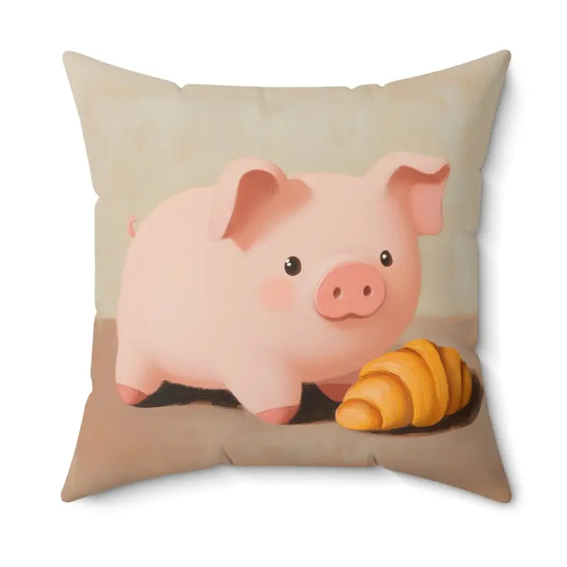 Piggy’s Sweet Treat Faux Suede Cushion – Whimsical Dessert-Inspired Decor