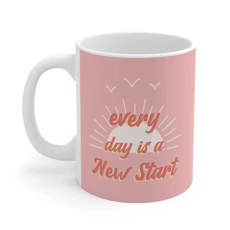 Pink ‘Every Day Is a New Start’ Inspirational Mug