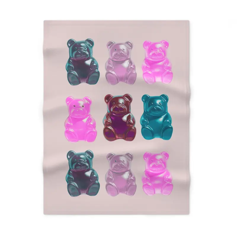 Pink Gummy Bear Soft Fleece Baby Blanket