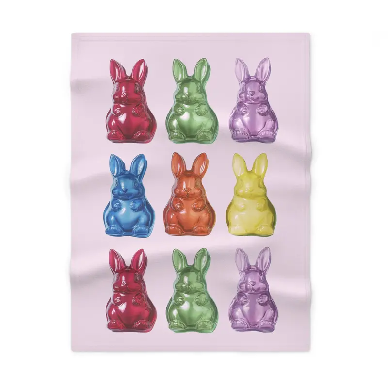 Pink Gummy Rabbit Soft Fleece Baby Blanket