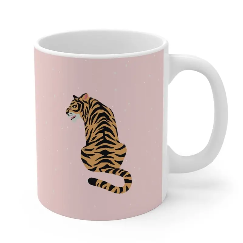 Pink Leopard Print Ceramic Mug – 11 oz