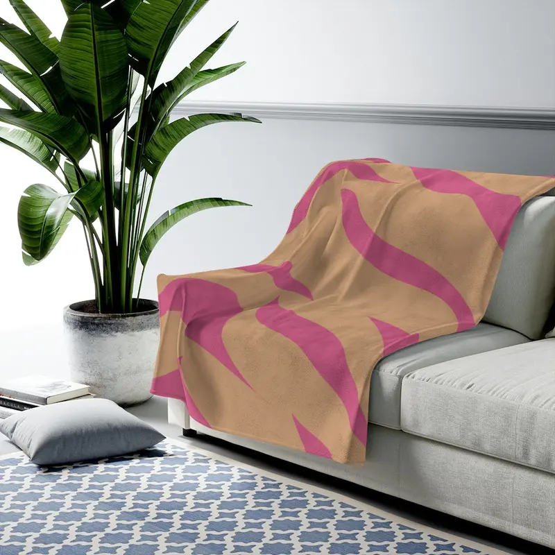 Pink-Orange Leopard Accent Plush Throw Blanket