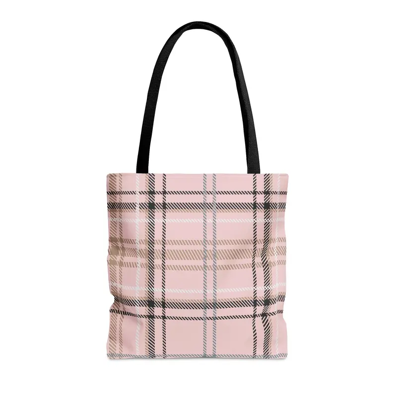 Pink Plaid Pattern Large Capacity Tote Bag