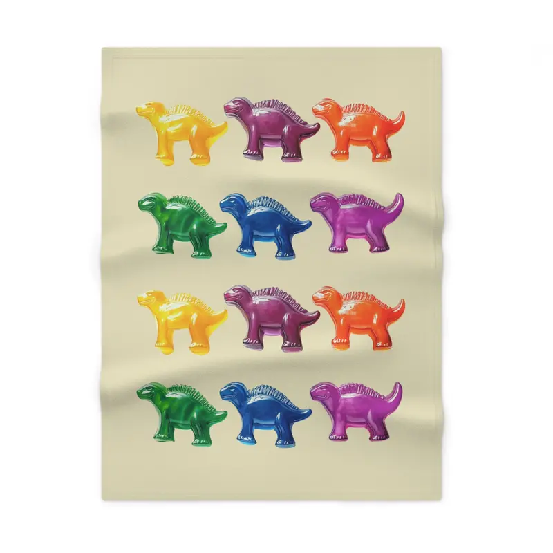 Playful Gummy Dinosaur Soft Fleece Baby Blanket