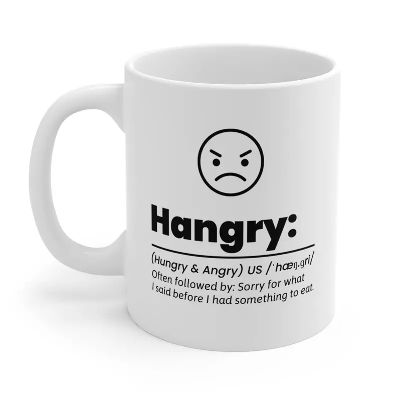 Playful ‘Hangry’ Ceramic Mug for Coffee or Tea