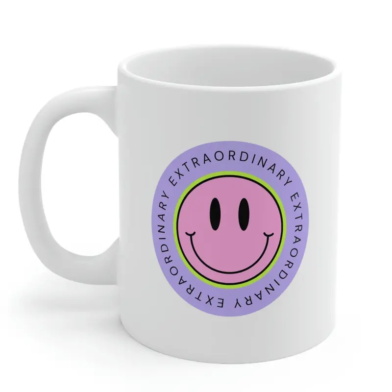 Playful Smiley-Face Ceramic Mug for Coffee or Tea