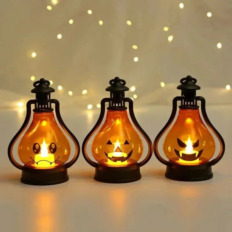 Portable LED Pumpkin Lantern for Outdoor or Indoor Halloween Decor