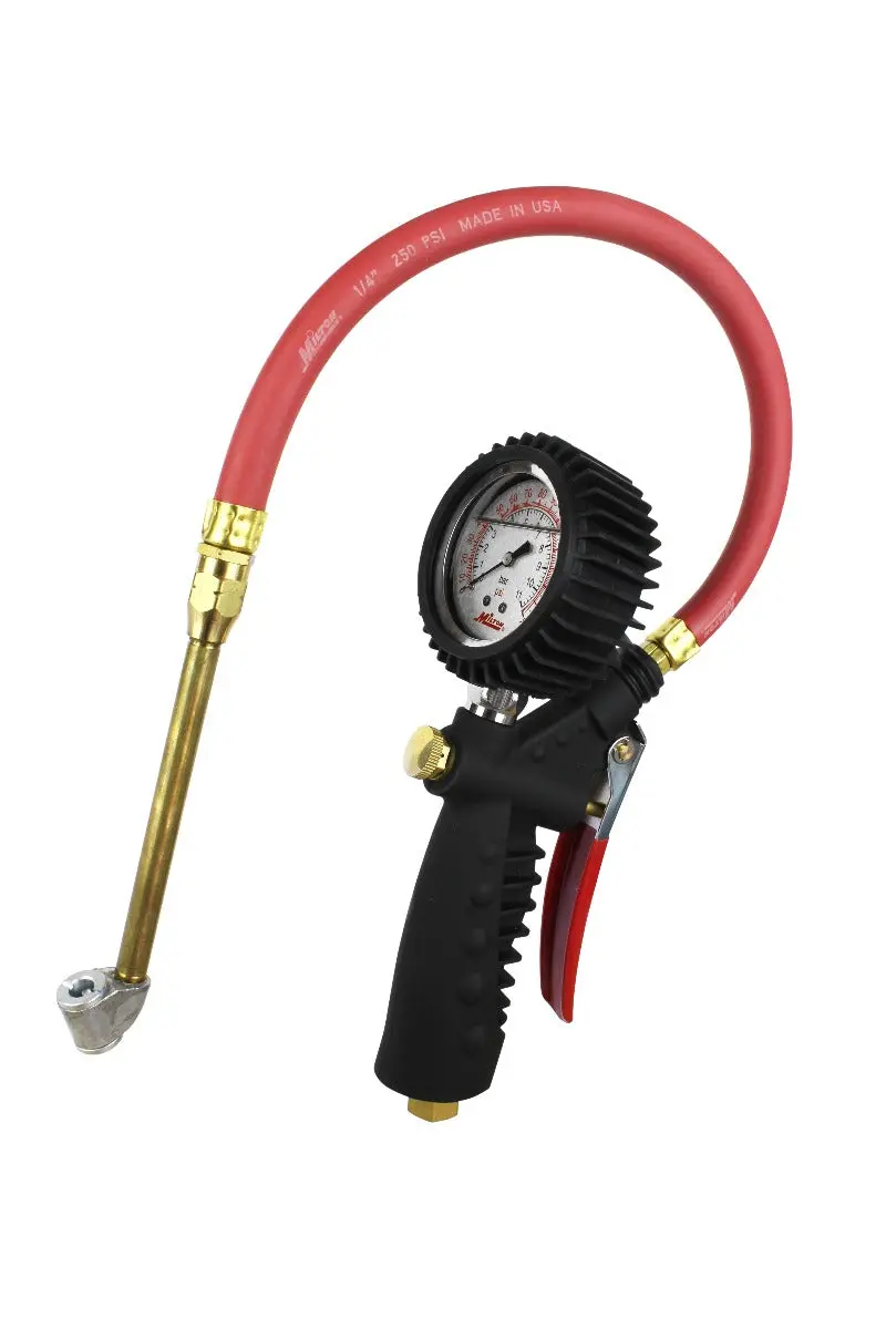 Pro Analog Tire Inflator & Pressure Gauge — Pistol Grip, Classic Dual Head Chuck, 15″ Hose