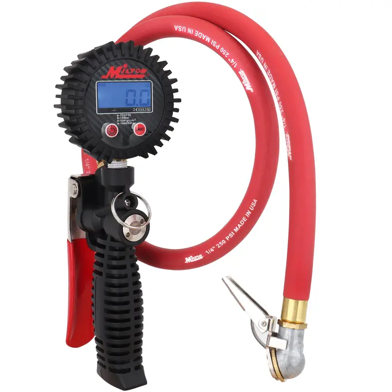 Pro Digital Tire Inflator & Pressure Gauge – Pistol Grip with Ball Foot Chuck, Clip, and 36″ Reinforced Hose