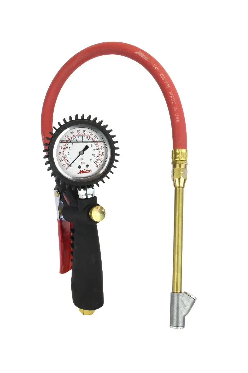 Pro Series Oil-Filled Tire Inflator & Deflator — Pistol Grip, Dual Head Straight Foot Chuck with Lock-On Threads, 15″ Hose, 160 PSI