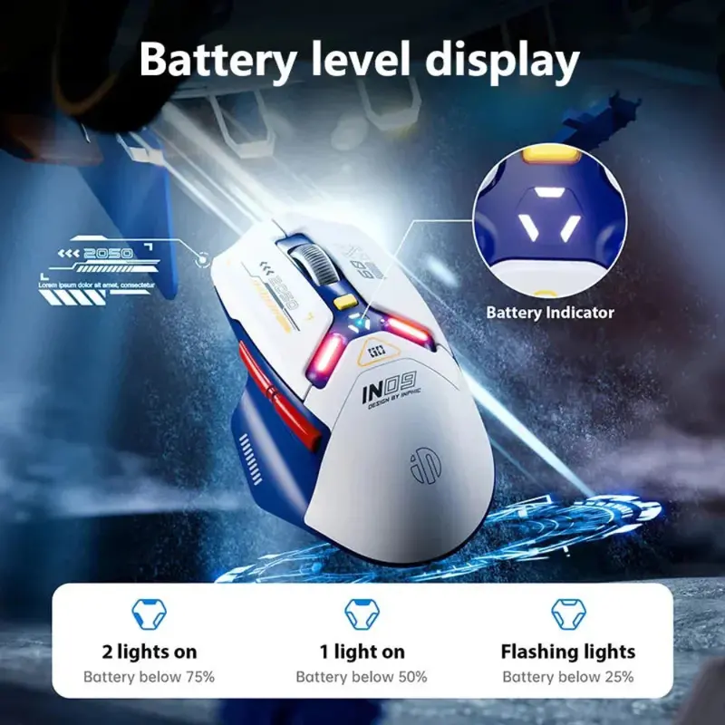 Programmable Dual-Mode Wireless Mouse – 6 Buttons, RGB Lighting, Bluetooth/2.4GHz