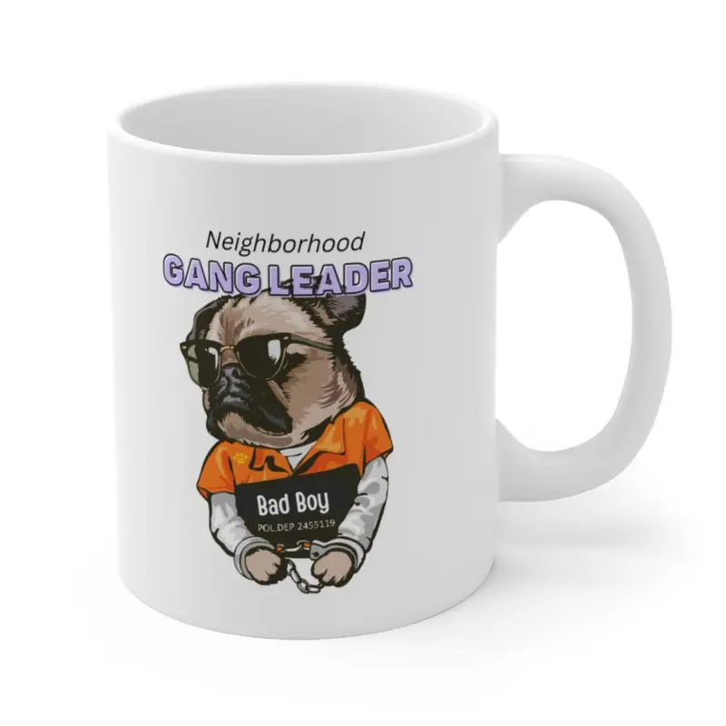 Pug Character Mug – ‘Neighborhood Gang Leader’ Theme