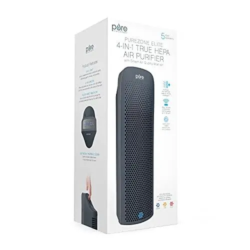 PureZone Elite HEPA Air Purifier for Large Rooms – UV Sanitization, Real-Time Air Quality Monitoring & 4-Stage Filtration (Graphite)