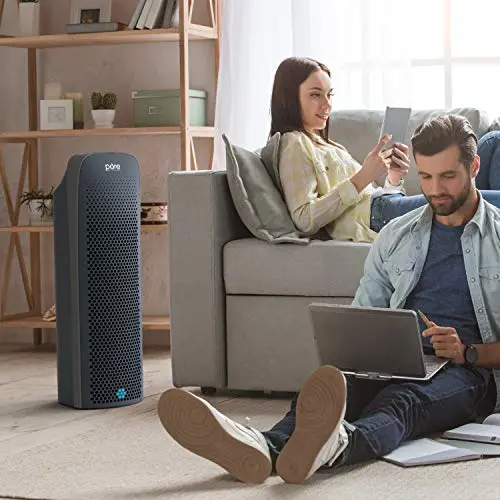 PureZone Elite HEPA Air Purifier for Large Rooms – UV Sanitization, Real-Time Air Quality Monitoring & 4-Stage Filtration (Graphite)