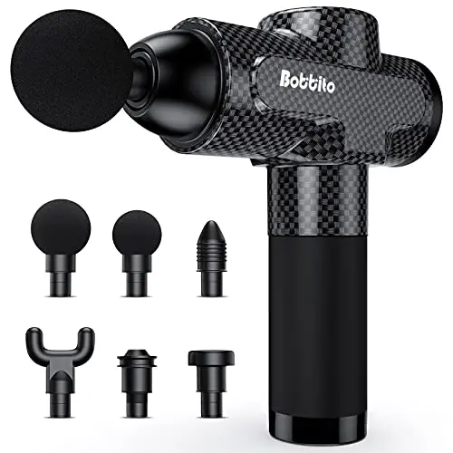 Quiet Percussion Massage Gun – 20-Speed Deep Tissue Recovery Tool with 6 Interchangeable Heads