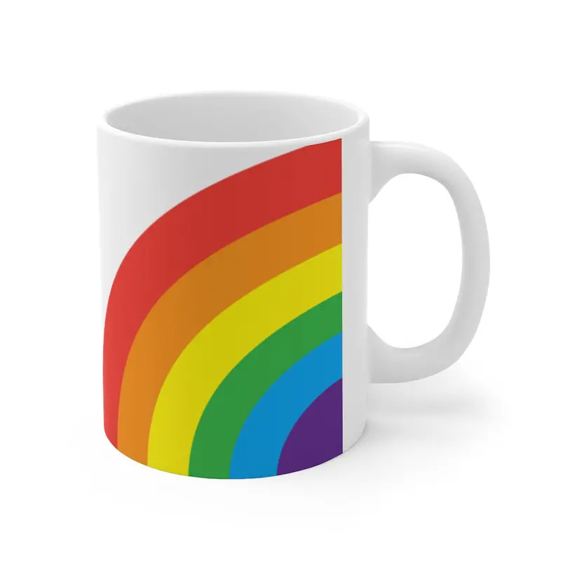 Rainbow Love Ceramic Mug – 11oz Dishwasher-Safe Drinkware