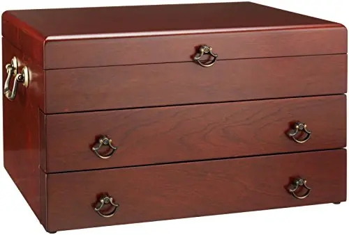 Reed & Barton Bristol Grande Mahogany Flatware Chest – Elegant 43-Piece Wood Storage Case for Silverware