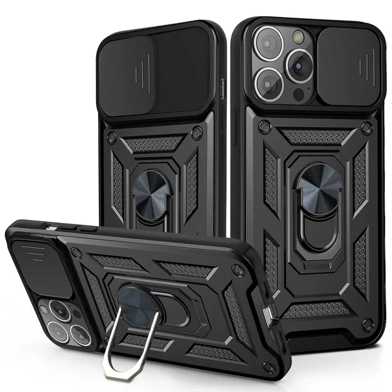 Reinforced Kickstand Phone Case for iPhone X–14 with Lens Protection