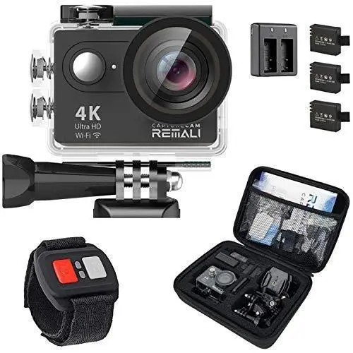 REMALI CaptureCam 4K Action Camera Kit – Waterproof Sports Cam with 12MP Photo, 2″ LCD, WiFi, Remote & 21 Mounts