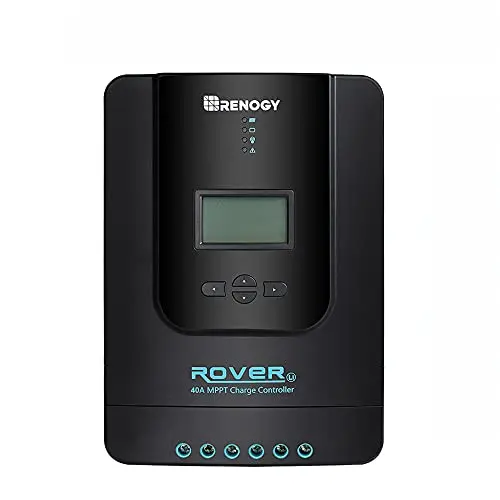 Renogy Rover 40A MPPT Solar Charge Controller – Dual-Voltage (12V/24V), LCD Interface, Auto Battery Detection for Gel, Flooded & Lithium Systems