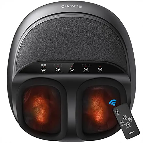 RENPHO Heated Shiatsu Foot Massager – Remote-Controlled Kneading Therapy for Plantar Fasciitis, Fits Up to Men’s Size 12