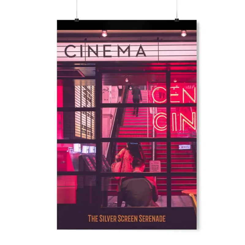 Retro Film Reel & Popcorn Cinema-Themed Poster
